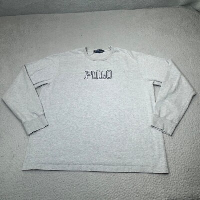 Vintage Polo Ralph Lauren Sweatshirt Men Extra Large Gray Block Letters  Crew USA