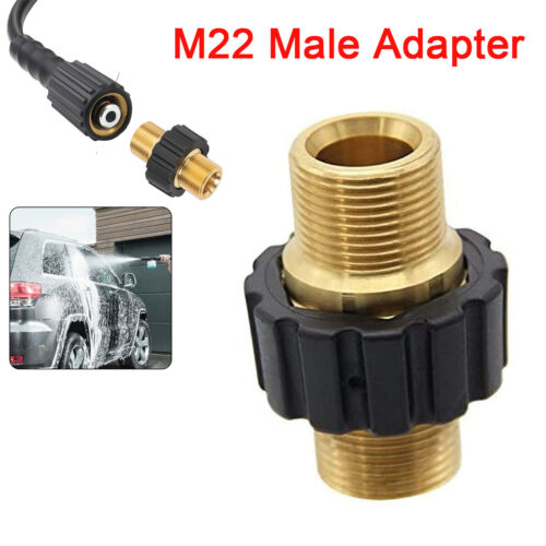 M22 14mm Thread Pressure Washer Swivel Joint Kink Male Connector Hose Fitting - Picture 1 of 8