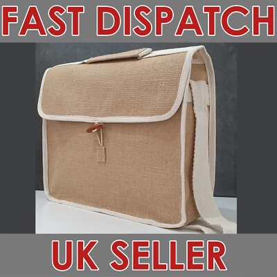 BE ECO Brand New Green and Innocent SOKO Laminated Jute Hessian Plain Laptop Bag - Image 1 of 4