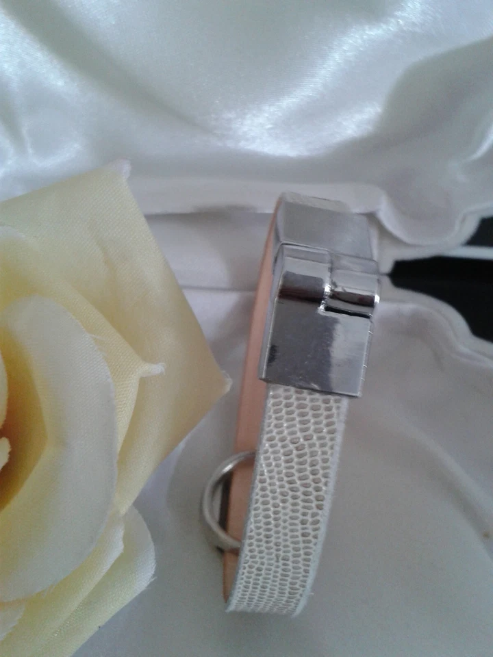 Schmuck Armband Nappa Leder Krokko Struktur beige mit edler Slider Perle 20 cm - Bild 4 von 4