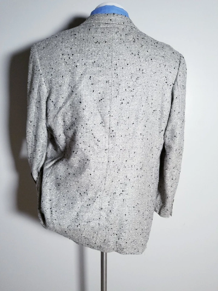 Blazer Abrigo Deportivo CHAQUETA 42R C. PALAZZI Francia Tostado Negro Blanco Tweed Donegal De Colección Foto 4 de 4