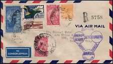 Zeppelin Brasilien 1933 Chicagofahrt Recife Akron Reko-Brief Si 239 A / 1967