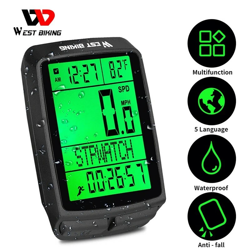 WEST BIKING Waterproof Wireless Bike Computer LCD Digital Speedometer Odometer - Image 3 of 4