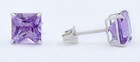 GENUINE 1.88 Cts AMETHYST STUD EARRINGS 14K WHITE GOLD - FREE APPRAISAL - NWT