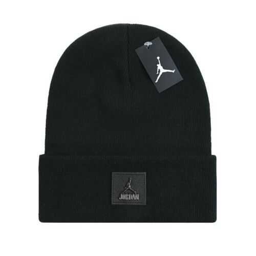Winter Knit Hat Jordan Jump Logo Unisex Black One Size Cuffed Men's Beanie Cap