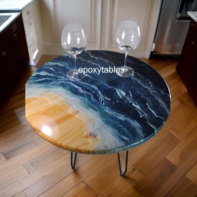 Custom Live Edge Blue Ocean Wave Epoxy Resin Table Personalized Furniture