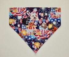 4TH OF JULY PATRIOTIC REALISTIC DOGS DOG SCARF/BANDANA--S, M, L