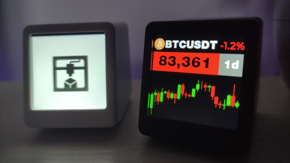 A multi-function dot-matrix desk display that scrolls live crypto prices, stocks, weather, time, and photos — the ultimate nerdy desk companion.