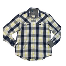 Ted Baker Shirt Mens 5 Plaid Button Up Long Sleeve Cotton Pockets Flip Cuff