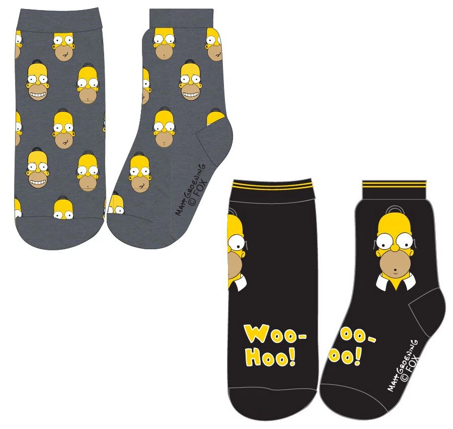 THE SIMPSONS MENS SIMPSONS SOCKS PACK OF 2