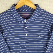 PETER MILLAR Size 2xl Mens Polo Shirt Pima Cotton Cutaway Collar Golf Blue Strip