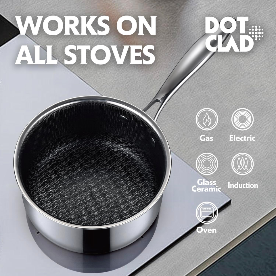 Sauce Pan with Lid,Hybrid Nonstick Sauce Pan,1.5 Quart Stainless Steel