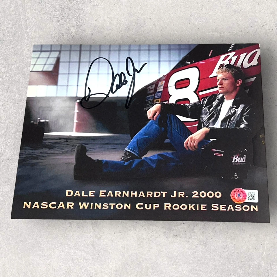 Foto firmada por Dale Earnhardt Jr 2000 año novato NASCAR HOF 8x10 BAS BECKETT AUTÉNTICA Foto 2 de 4