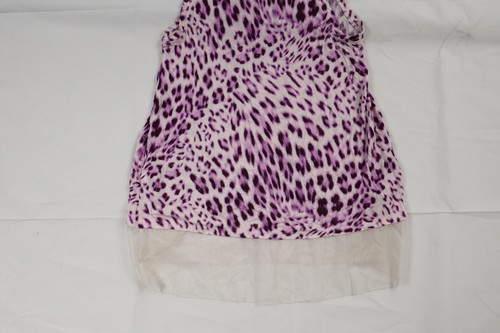 Jennifer Lopez Women's Small (S) Purple Leopard Sleeveless Long Sheer Tank Top - Picture 11 of 11