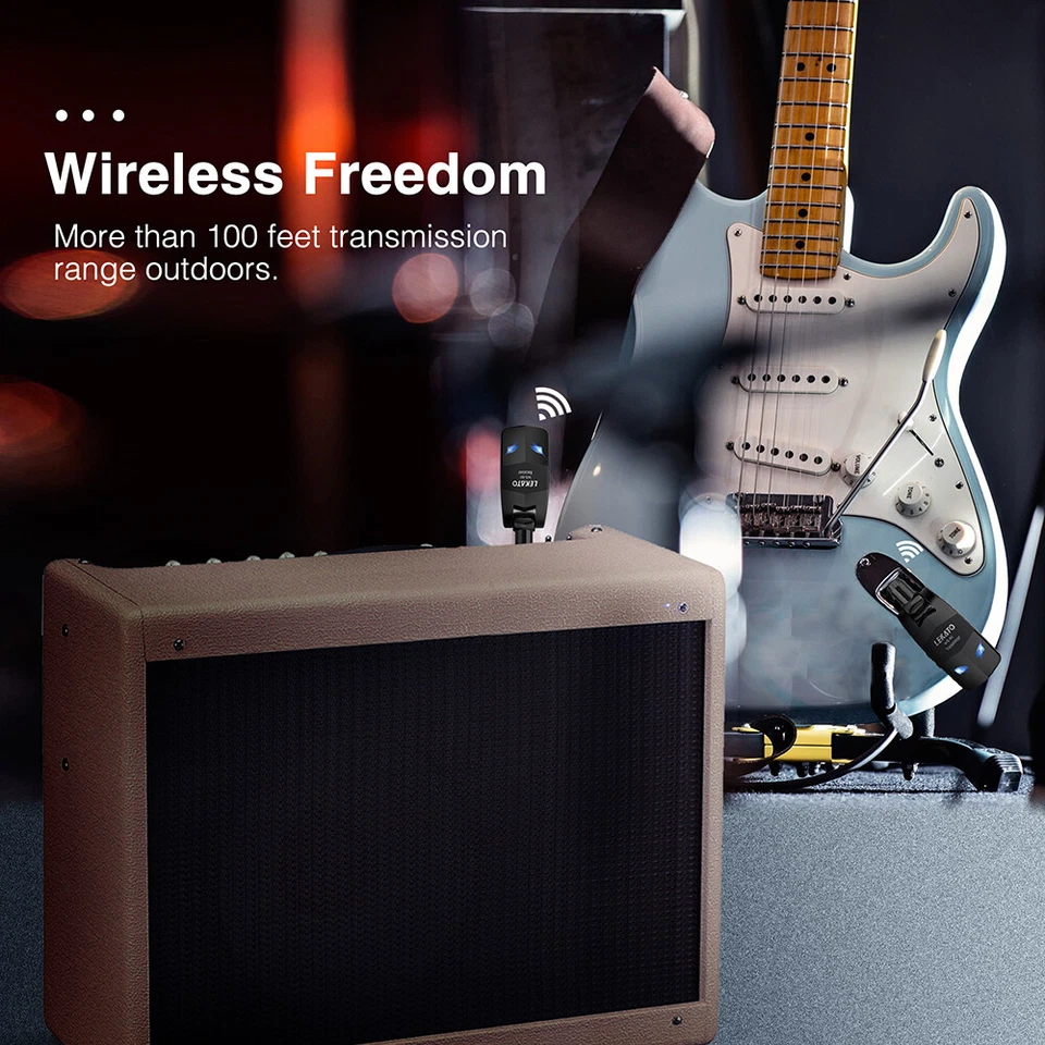 LEKATO Guitar Wireless Transmitter Receiver System 2.4Ghz 4 Channel Rechargeable - Image 3 of 4