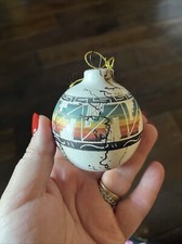 Native American Holiday Ornament Navajo Art Pottery Horsehair Ball, Signed