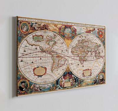 Antike Weltkarte Leinwandbild Wandbild, moderne Wohndeko Wandbehang