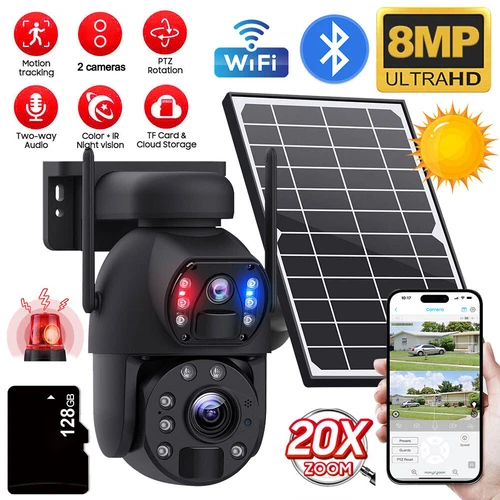4K 8MP Wifi Solar Camera 20X Zoom Dual Lens PIR Detection Outdoor Camera CCTV - Picture 34 of 34