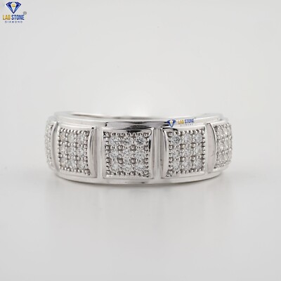 0.51 TDW Round Cut Men's Labgrown Diamond Ring 925 silver  Labstone