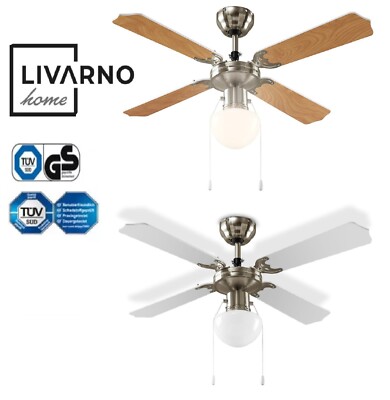 LIVARNO Deckenventilator mit LED Leuchte Deckenlampe Ventilator Eiche/weiß NEU