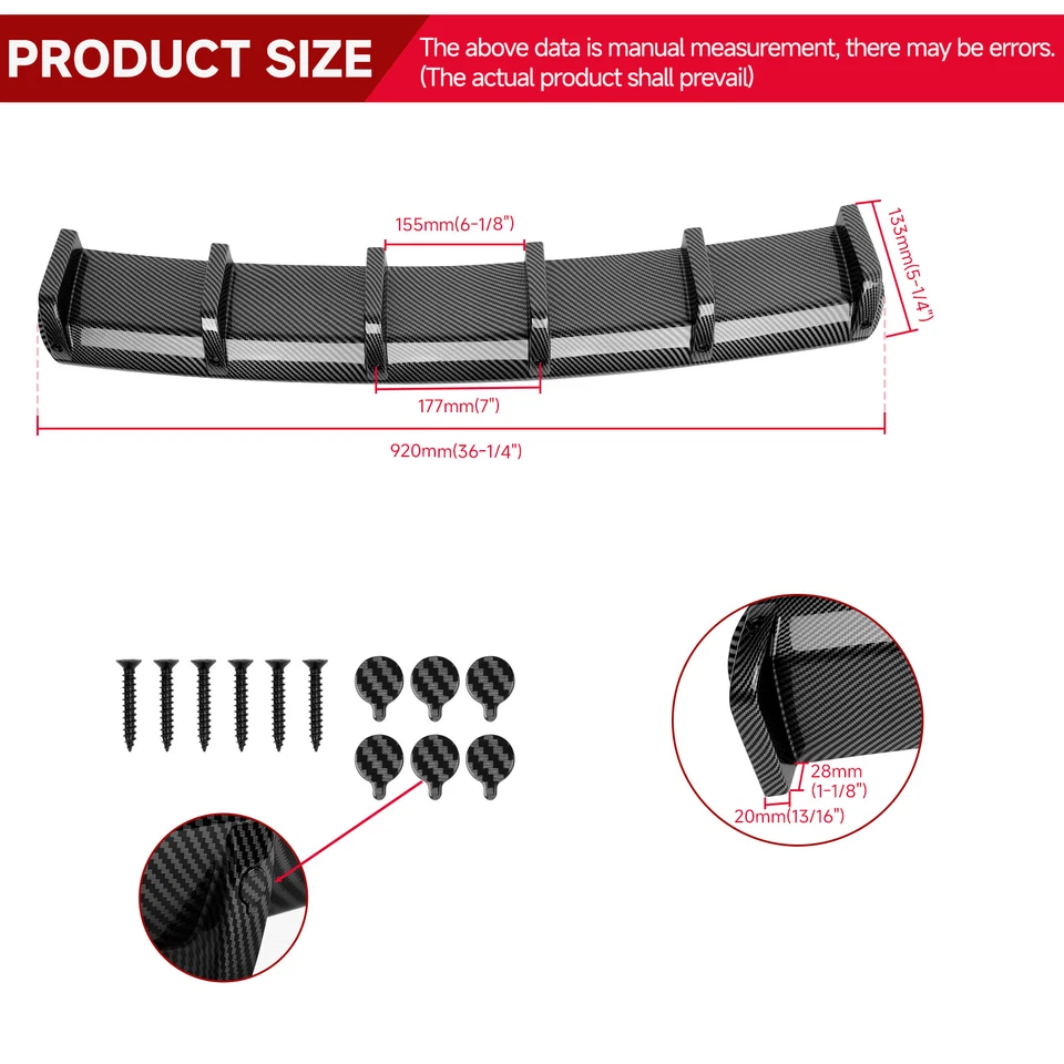 For Chevrolet Chevy Spark Carbon Car Rear Diffuser Bumper Lower Valance Lip Fins Foto 2 de 4