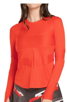 Lucky in Love Tech It Out Reflect Long Sleeve - Red Women Tennis Pickleball Top