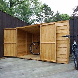 6x4 wooden garden bike store double door pent roof felt