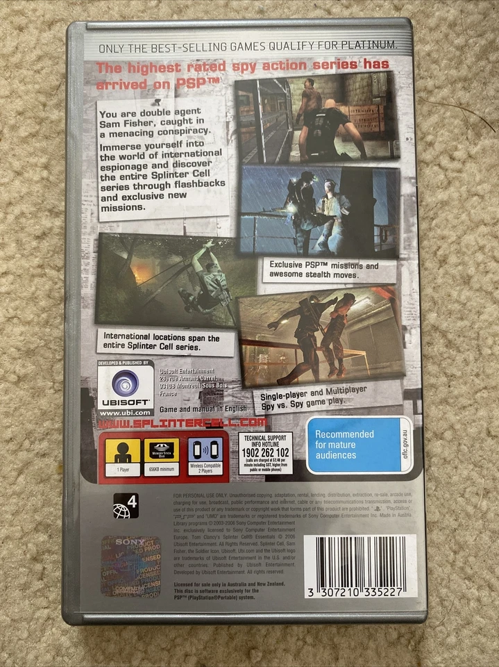 Tom Clancy's Splinter Cell: Essentials PSP PlayStation Portable PAL Complete VGC - Image 2 of 4