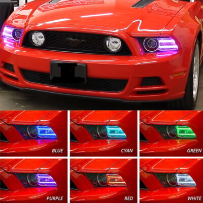 For 13-2014 Ford Mustang Bluetooth APP RGBW Multi-Color LED DRL Board Headlight