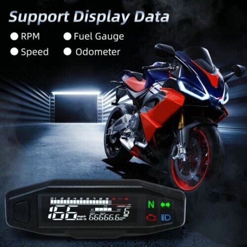 Nuevo Motocicleta LCD Digital Odómetro Velocímetro Tacómetro Medidor Medidor con Soporte Foto 4 de 4