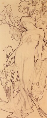 Iris by Alphonse Mucha Giclee Fine Art Print Repro on Canvas