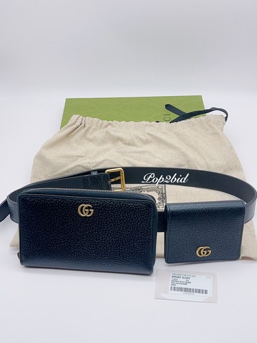 Borsa da cintura in pelle di vitello nuova con etichette autentica Gucci Marmont unisex a 3 vie nera taglia 90/36 - Foto 2 di 16