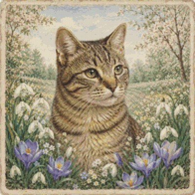 Sam Sawet Kätzchen Katze im Frühling. Kreuzstich gezählt