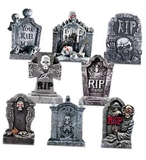 8 Pieces Tombstone Yard Sign Halloween Sign Decoration with Stakes Waterproof