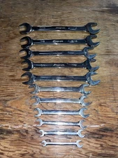 Snap On 11Pc SAE Double Open End Wrench Set 1/4 thru 1" VO series Read! Engraved