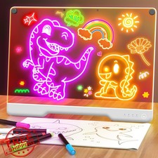 LED Drawing Board 16-Inch Rechargeable 9 Colors Light Up Doodle Pad