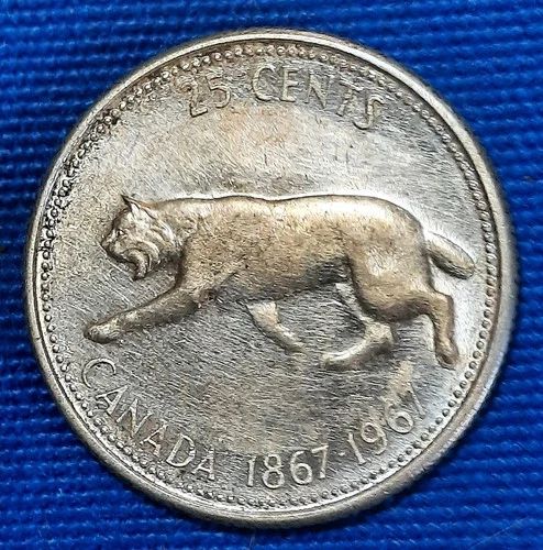 1867-1967 Canada Commemorative Linx Silver Quarter  - Elizabeth II