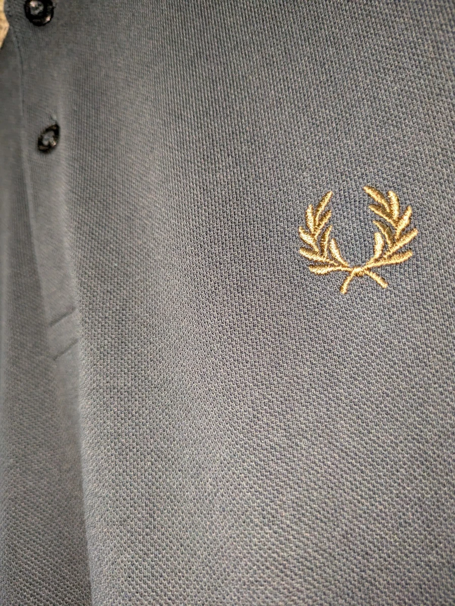 Fred Perry Polo De Manga Larga Talla M Negro Tejido Collar Texturizado SM4198