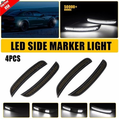 For 2016-2023 Chevrolet Camaro Dynamic White LED Side Marker Light Smoked Lens