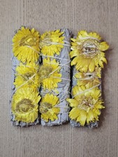Sage Smudge Sticks 4" Golden Times White Sage Floral 3 Pack Cleansing