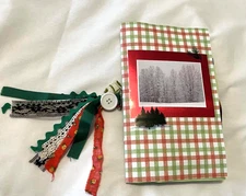 Junk Journal Winter Xmas Theme 6x9" Handmade Paper Ephemera, Embellished Tassel