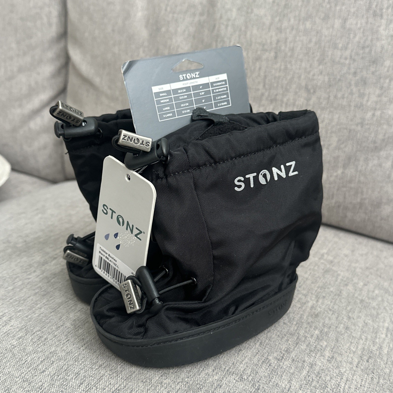 STONZ Booties.  Black Toddler, size Large.  NEW