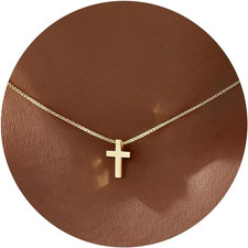 Dainty 14K Gold Plated Cross Necklace for Women - Perfect Layered Jewelry Gift