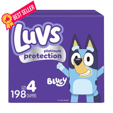 Luvs Size 4 Baby Diapers, Platinum Protection Bluey Diapers for 4, Blue