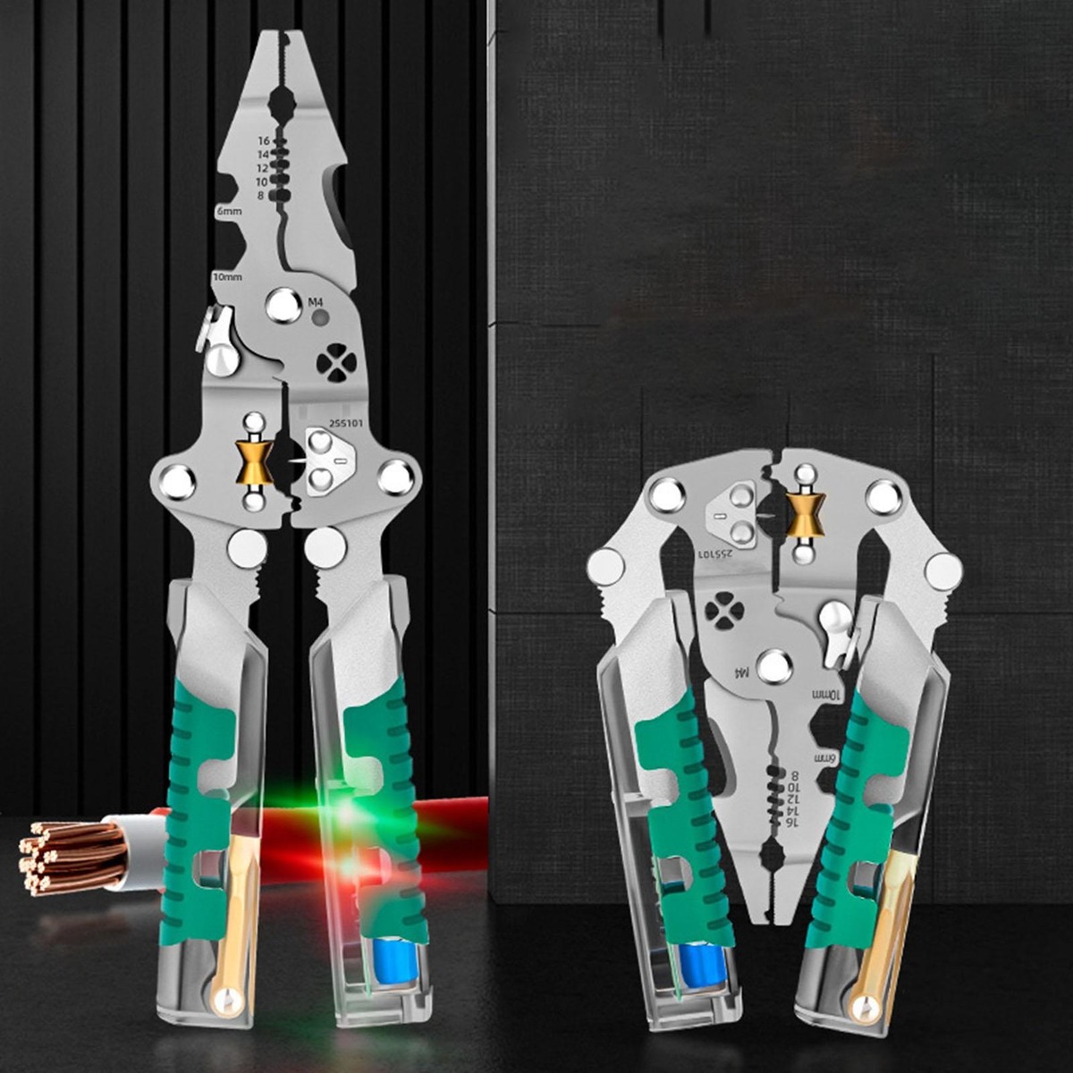 Pelacables Alicates Multifuncionales Tijeras de Alambre Universal Electricistas Herramientas