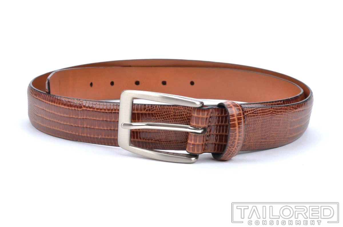 TRAFALGAR Burmese Solid Brown Lizard Genuine Exot… - image 1