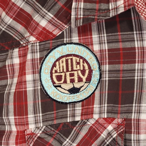 Eighty Eight Button Up Shirt Men's M Red & Gray Plaid Manchester United FC - Picture 4 of 6