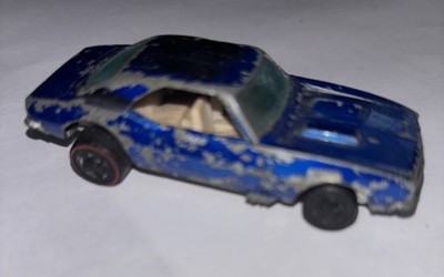 1968 Hot Wheels ~ Custom Camaro Blue Redlines- White Interior  Sweet 16 