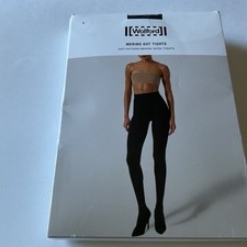WOLFORD 11345 MERINO DOT TIGHTS BLACK  66% MERINO WOOL SIZE LARGE  NWT