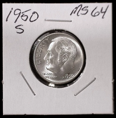 1950-S Roosevelt Dime, Brilliant Uncirculated #3186